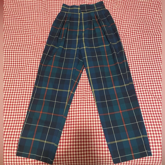 Urban Outfitters Pants - Urban Outfitters 50s/60s Inspired High Waist Slacks Pants Pleated and Navy Plaid